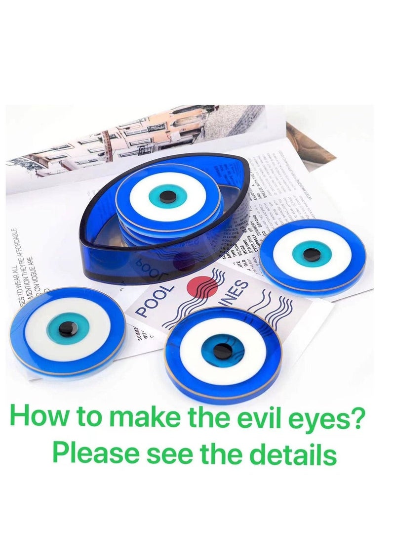 Coaster Resin Mold, 4Pcs Evil Eye Silicone Molds DIY Epoxy Mold for Coasters Resin Casting, Coaster Resin Molds with Coaster Stand Storage Box Molds for Gift, Home Decoration
