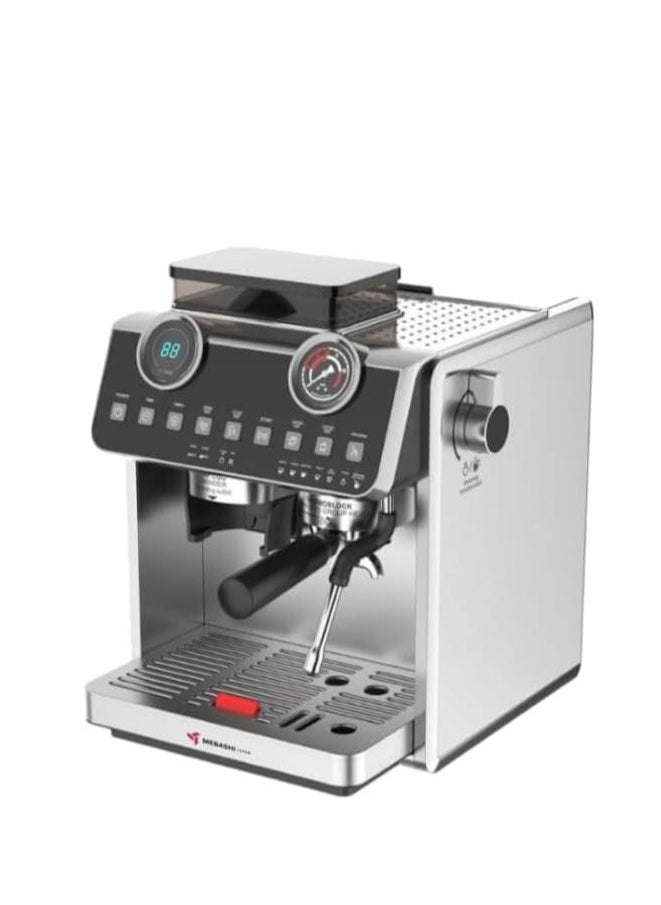 MEBASHI Commercial Coffee Machine with Dual Boiler & Built-in Grinder, 20 Bar, Steel (ME-CCM2062)(2800W)