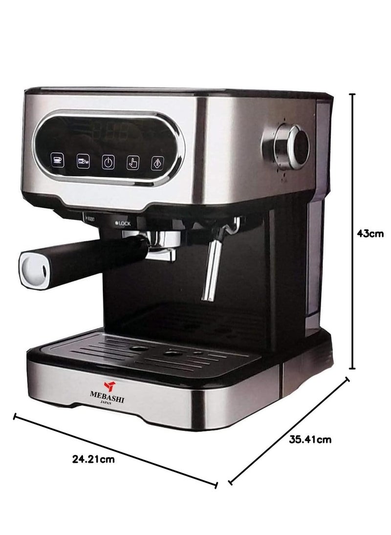 Mebashi Espresso Coffee Machine | 1.5L Capacity, 20Bar Pressure(ME-ECM2022)