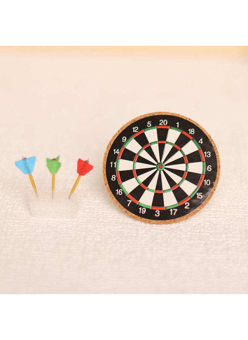 1 x 5 pcs Miniature Dartboard Frisbee Toy, 1:12 Dollhouse Furniture One set (1 plate 3 darts)