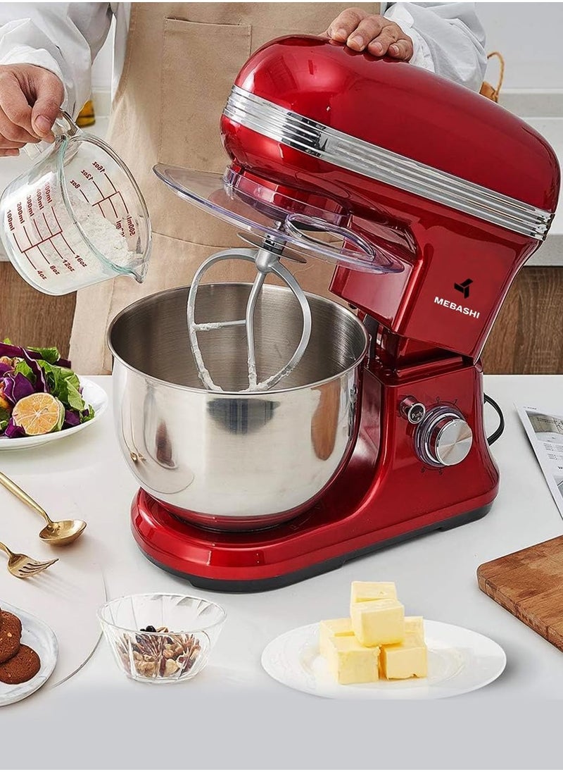 Roll over image to zoom in MEBASHI 5L Stand Bowl Mixer, 1200W, 8 Speed Levels, Stainless Steel Bowl- ME-SBM1111 (Red)