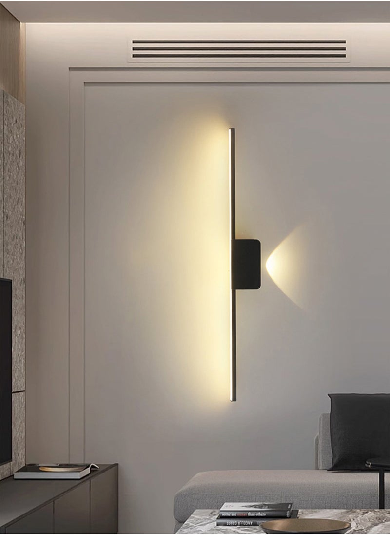 Living room Wall Sconce Lights Black - LED Bathroom Vanity Lights Over Mirror Wall Lighting Fixtures 15W Warm White 3000K Modern Aluminum Wall Lamp for Bathroom Bedroom Living Room, 80CM