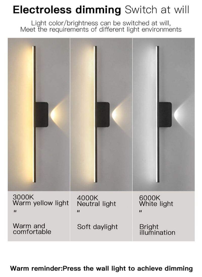 Living room Wall Sconce Lights Black - LED Bathroom Vanity Lights Over Mirror Wall Lighting Fixtures 15W Warm White 3000K Modern Aluminum Wall Lamp for Bathroom Bedroom Living Room, 80CM