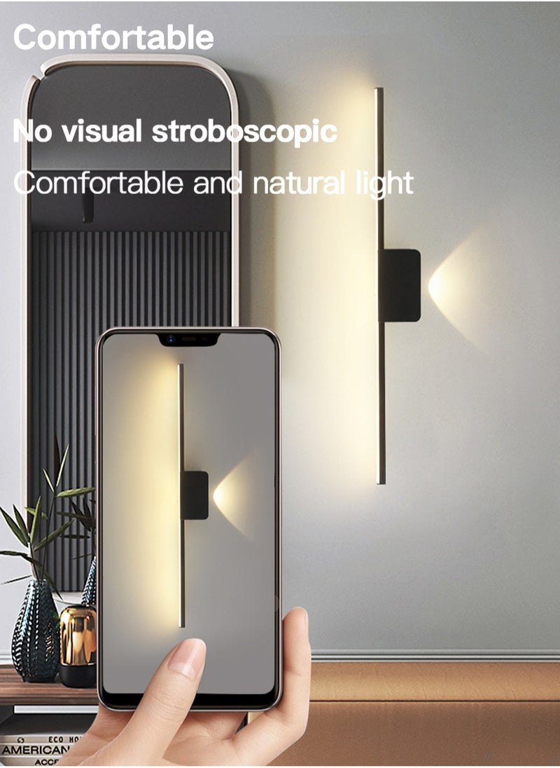 Living room Wall Sconce Lights Black - LED Bathroom Vanity Lights Over Mirror Wall Lighting Fixtures 15W Warm White 3000K Modern Aluminum Wall Lamp for Bathroom Bedroom Living Room, 80CM