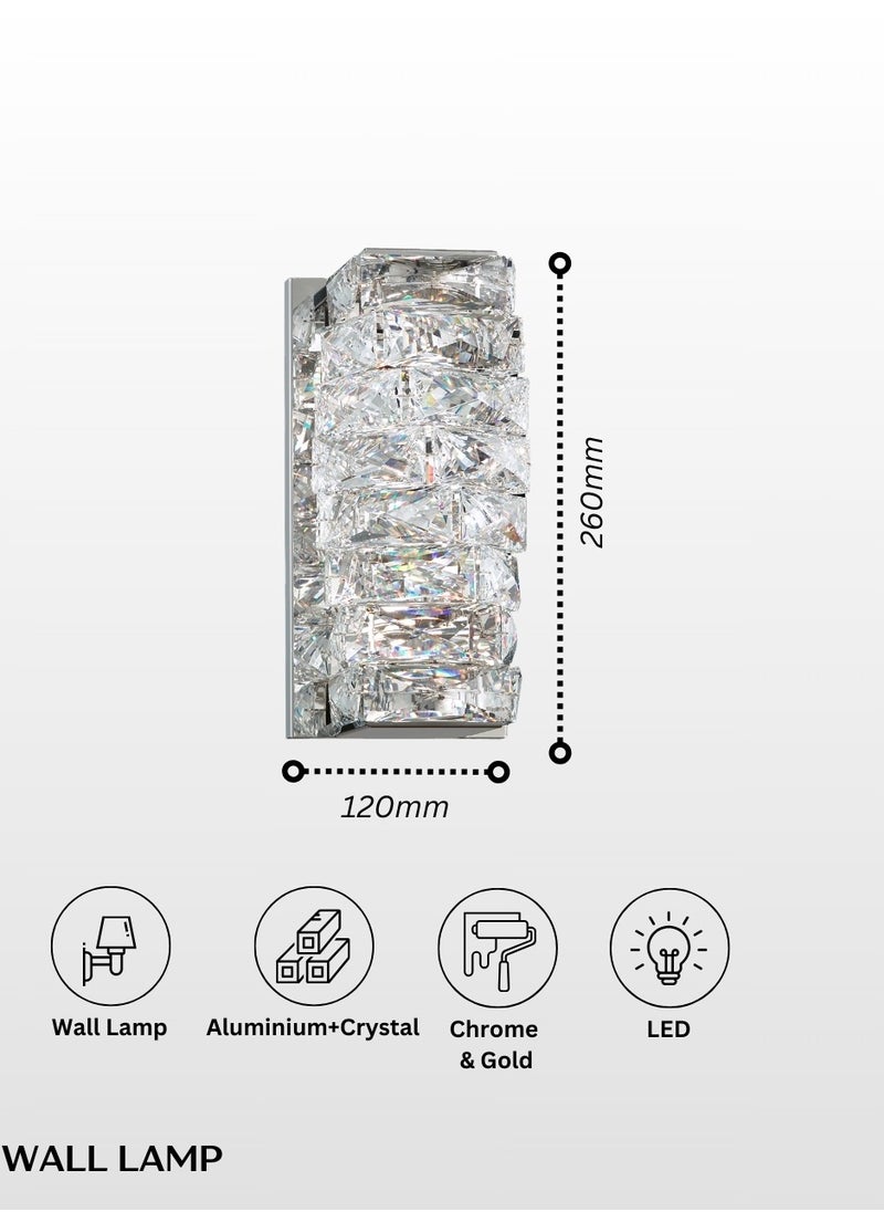 LED Crystal Wall Light Silver 26X12cm