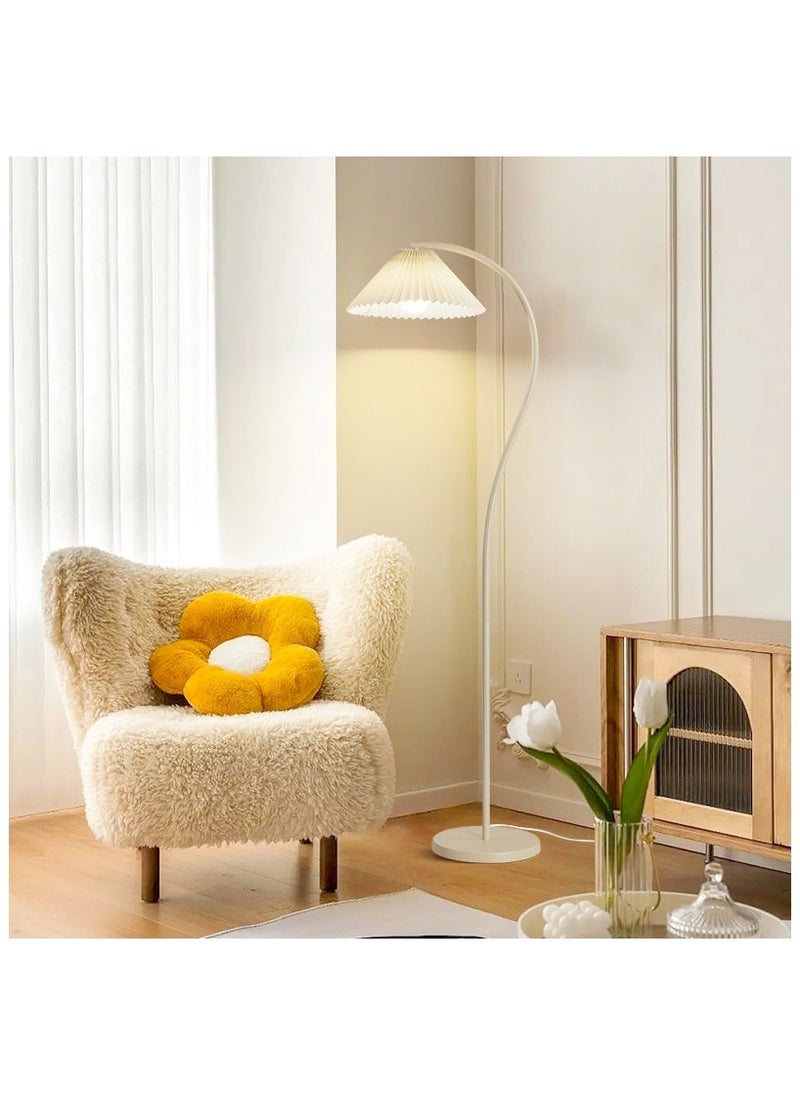 Living Room Floor Lamp Vintage Pleated Fabric Sofa Bedroom Bedside Ambiance Fishing Lamp, 7W Three Color Variable Light, 157*50cm