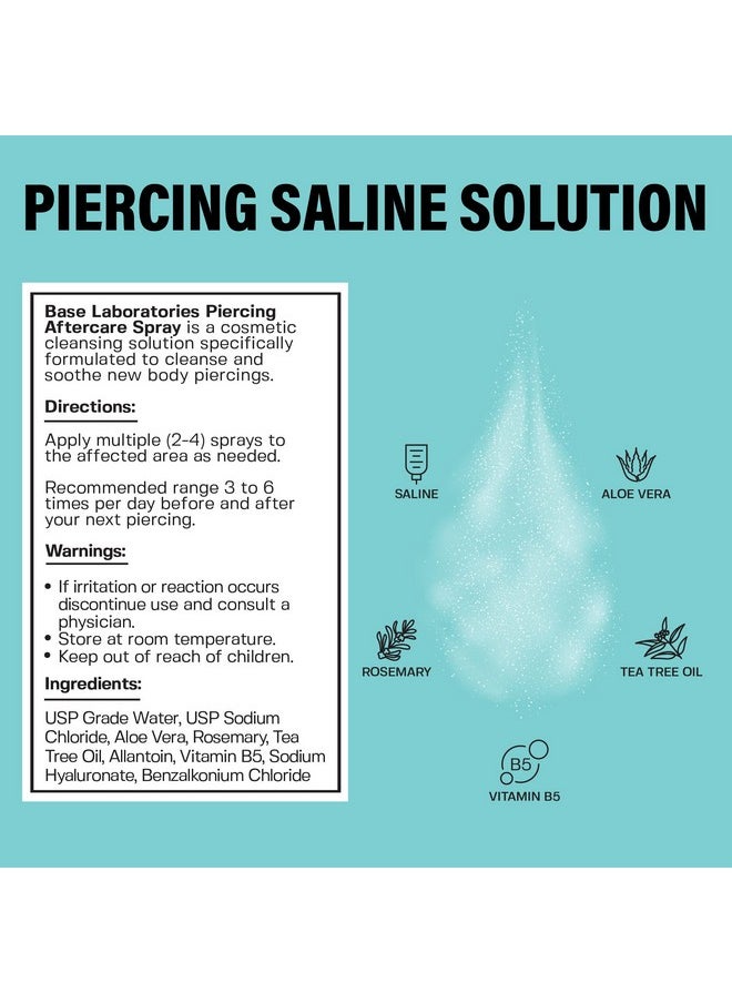 Piercing Aftercare Spray | Sterilizing Saline Spray For Piercings | Piercing Cleaner Spray For Ears, Nose - Saline Solution For Piercings, Piercing Bumps, Keloid Bumps & Wounds 4Oz