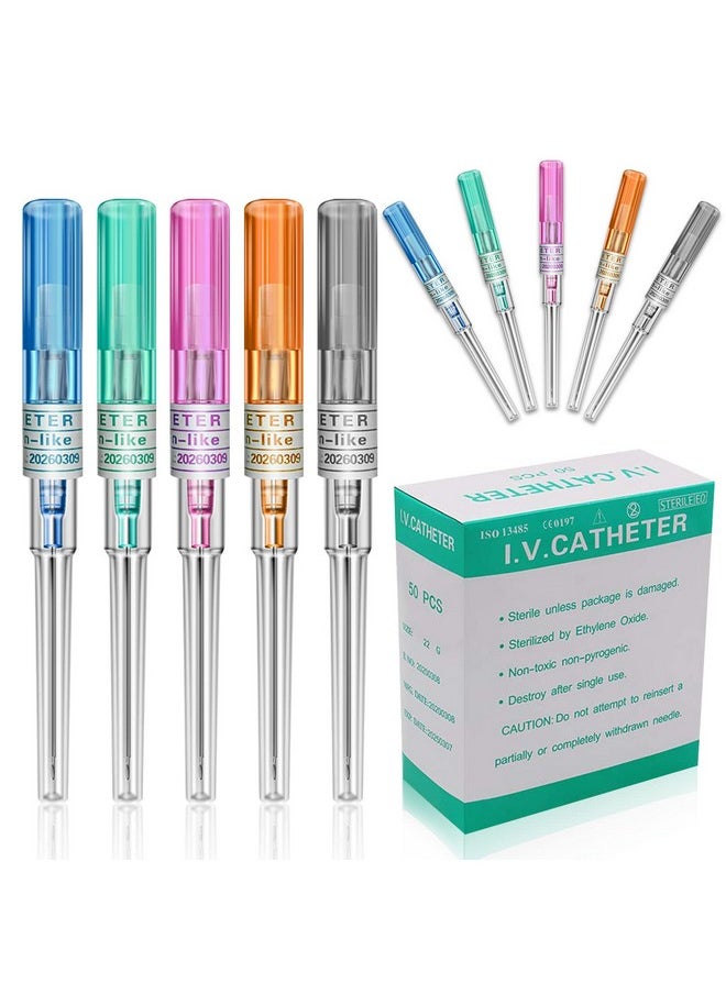 Catheter Piercing Needles 50Pcs Mixed Iv Catheter Needles 14G 16G 18G 20G And 22G Ear Nose Piercing Needles Hollow Needles For Lip Tongue Belly Navel Nipple Cartilage Piercing Kit