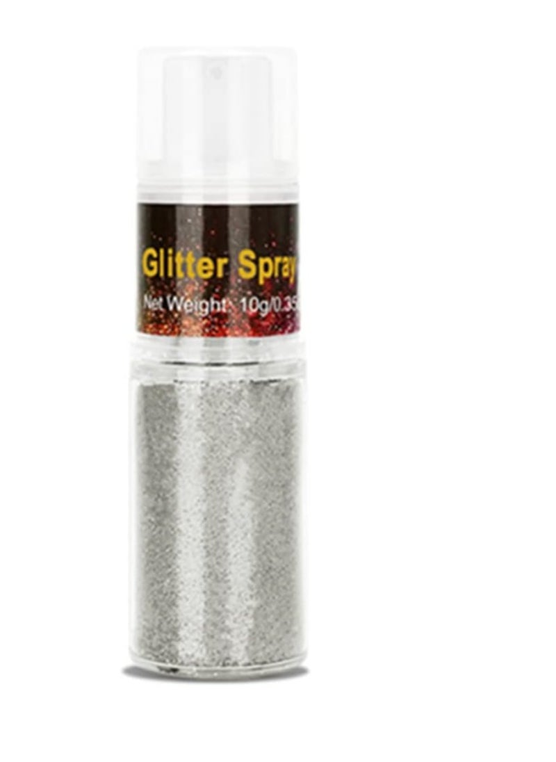 Go Ho Hair and Body Glitter Spray,Festival Glitter Dry Powder Makeup for Clothes,Silver Glitter Spray Loose Sparkle Powder,Holographic Ultra Fine Glitter,Resin Glitter for Crafts,10g