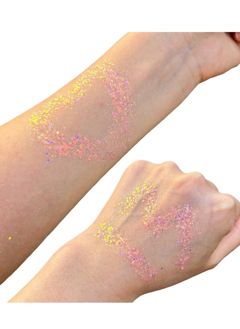 Mysense Pink Body Glitter Stick, Singer Concert Outfit Face Glitter Makeup, Festival Rave Pride Accessories, Hair Glitter Gel for Kids Women, Sparkling Mermaid Sequin Chunky Glitter Face Paint, 0.56oz