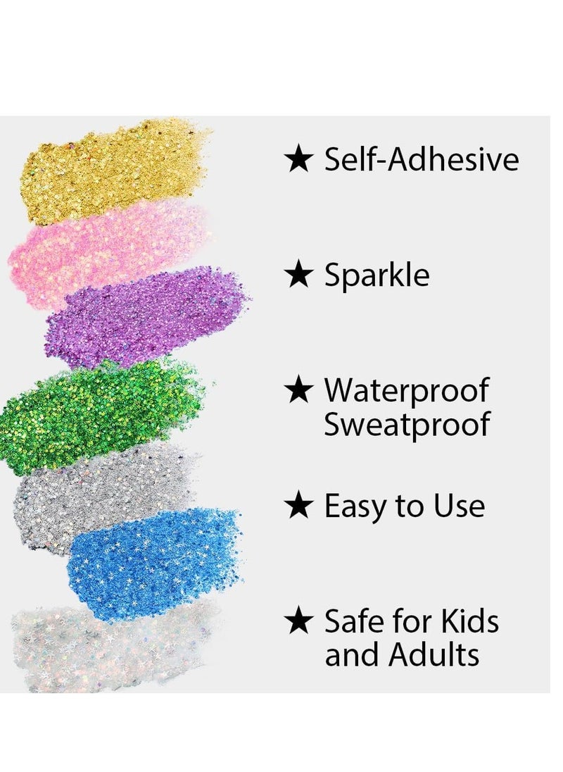 Mysense Pink Body Glitter Stick, Singer Concert Outfit Face Glitter Makeup, Festival Rave Pride Accessories, Hair Glitter Gel for Kids Women, Sparkling Mermaid Sequin Chunky Glitter Face Paint, 0.56oz