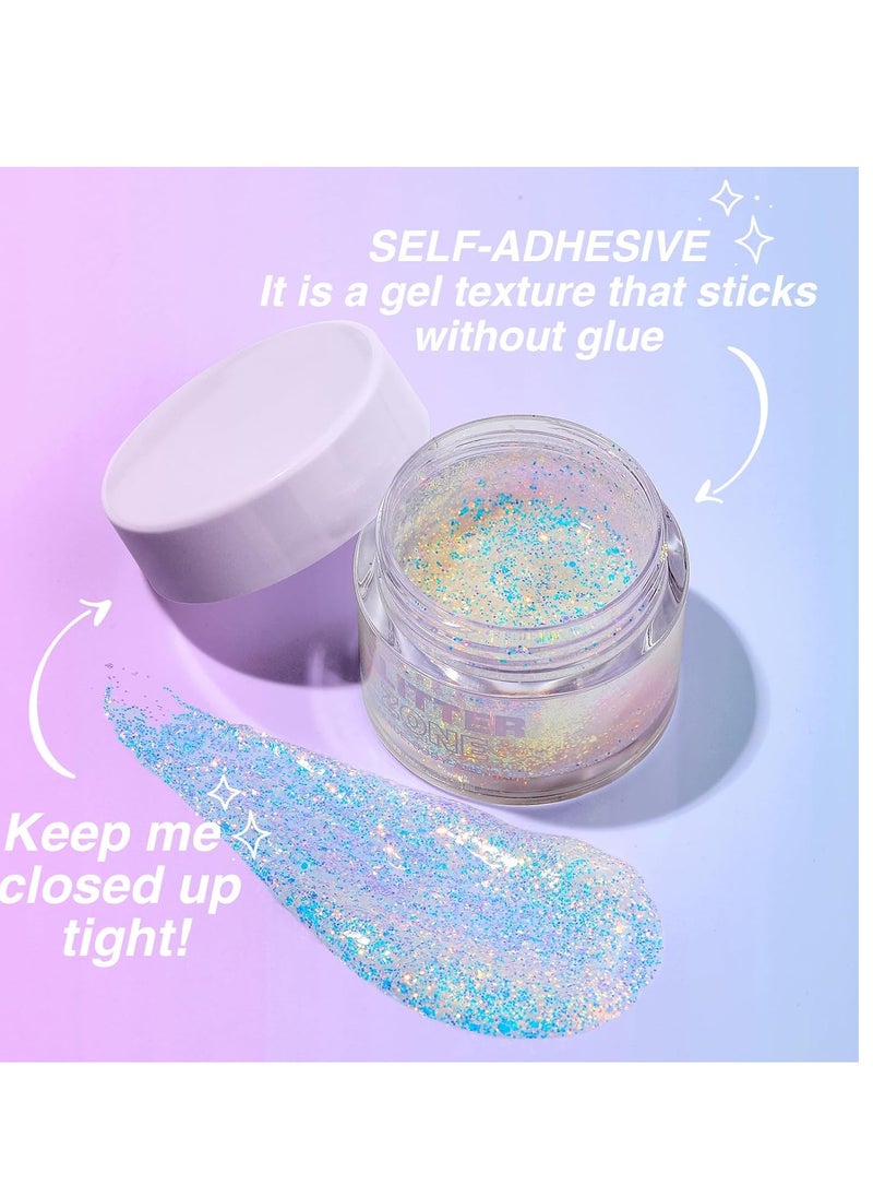 BestLand Holographic Body Glitter Gel - Cosmetic-Grade, Christmas Glitter Makeup for Face, Body, and Hair, Safe and Easy to Use, Perfect for Festivals Parties, Vegan & Cruelty Free (02 Stardust Pink)