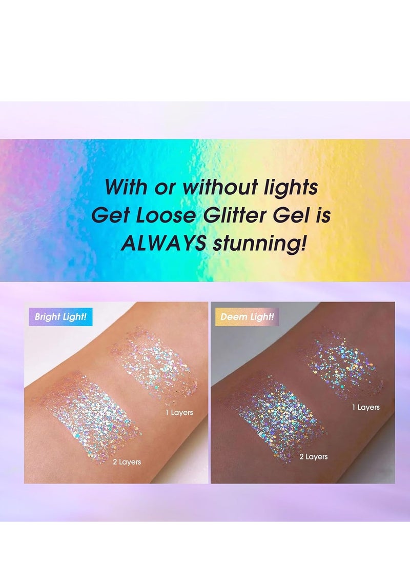 BestLand Holographic Body Glitter Gel - Cosmetic-Grade, Christmas Glitter Makeup for Face, Body, and Hair, Safe and Easy to Use, Perfect for Festivals Parties, Vegan & Cruelty Free (02 Stardust Pink)