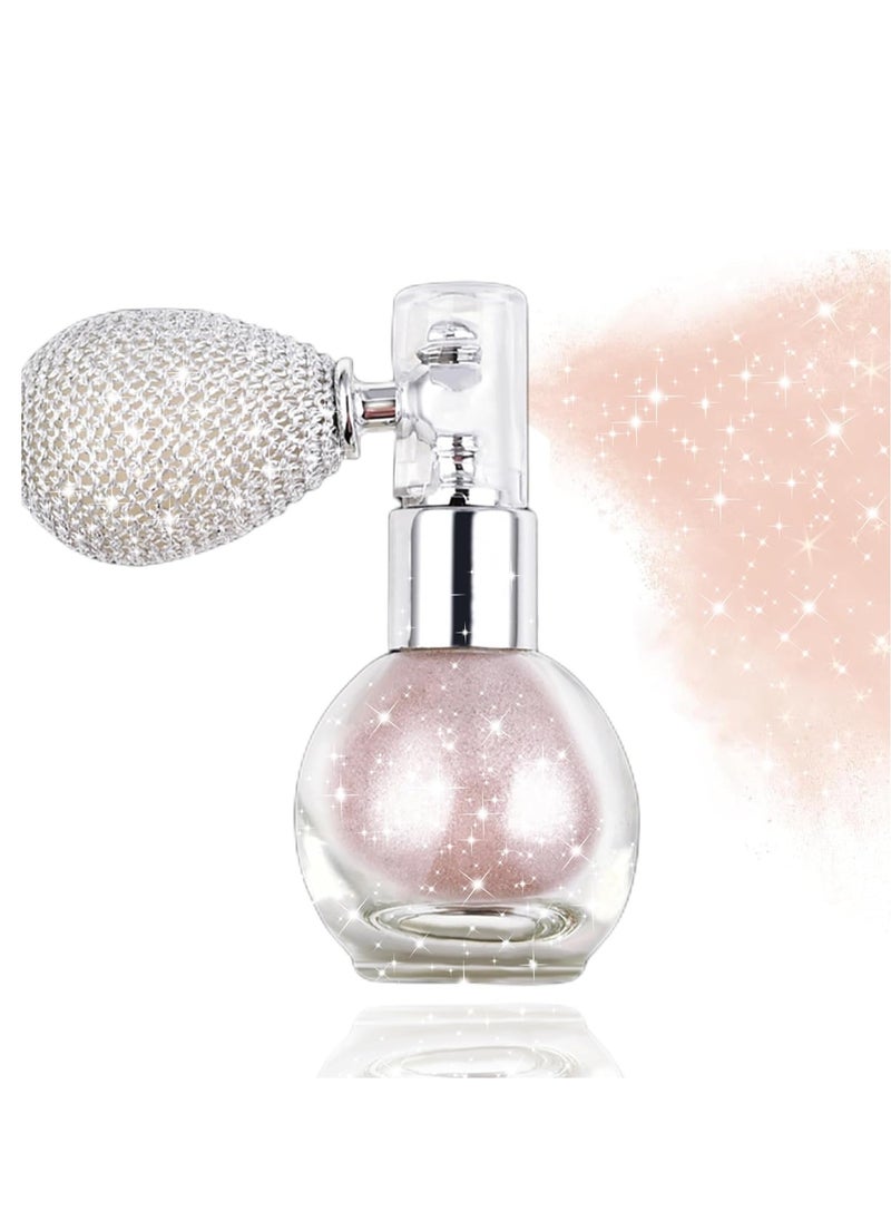 Pink Hair Glitter, Spray Glitter for Hair and Body, Body Shimmer Spray, Not Sticky Sparkle Body Highlighter, Fabric Glitter Spray for Clothing, Body Glitter Spray for Women Kids, Festival Accessories