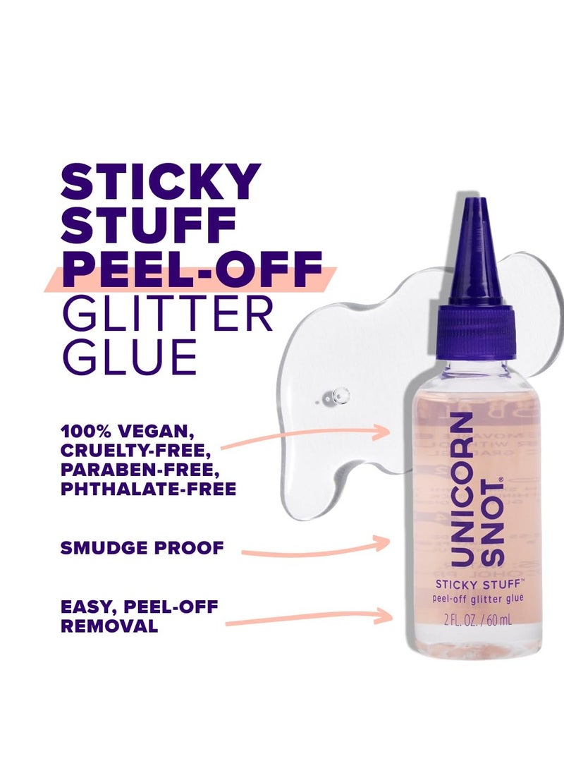 Unicorn Snot Glitter Glue Primer - Sticky Stuff™ Peel Off Glitter Glue for Long-Lasting Glitter Perfection - Safe for Face - Waterproof, Non-Toxic Primer for Body & Face Glitter - Dries Clear