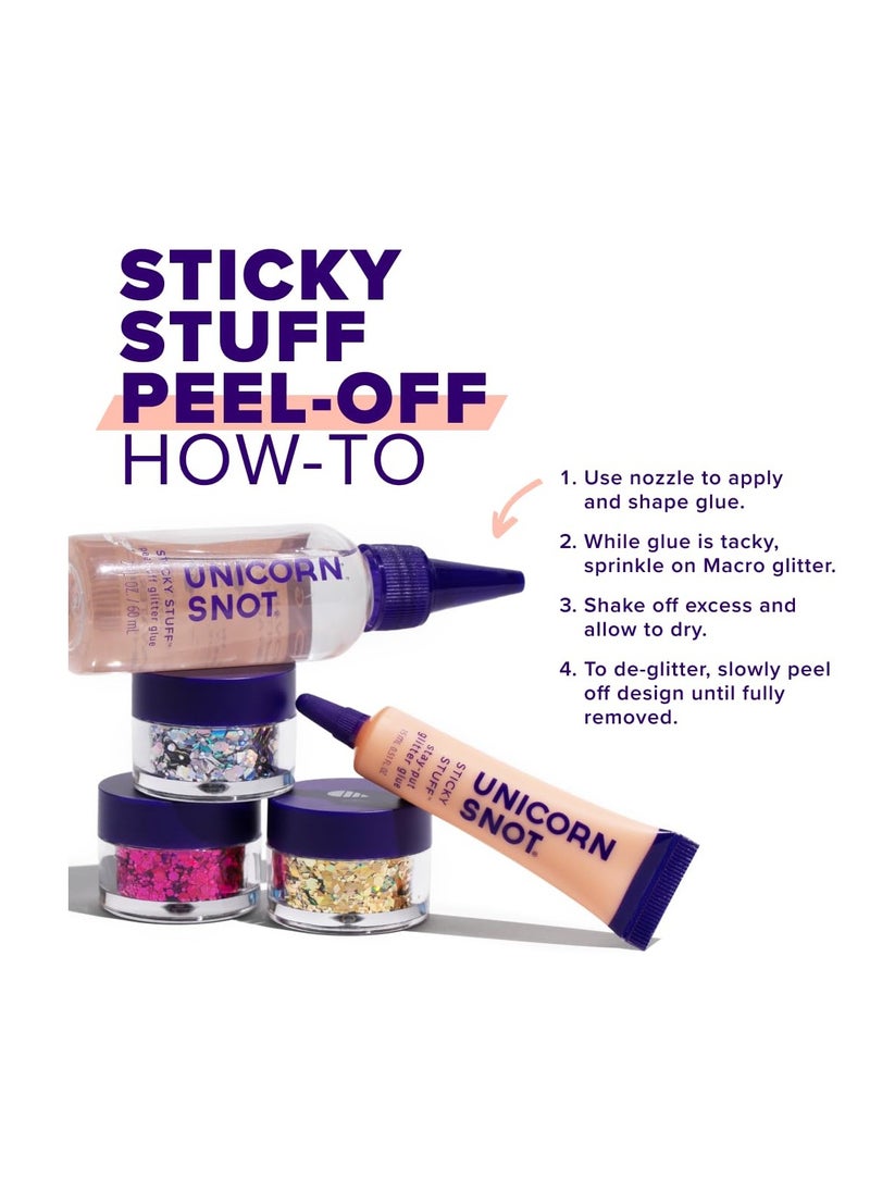 Unicorn Snot Glitter Glue Primer - Sticky Stuff™ Peel Off Glitter Glue for Long-Lasting Glitter Perfection - Safe for Face - Waterproof, Non-Toxic Primer for Body & Face Glitter - Dries Clear