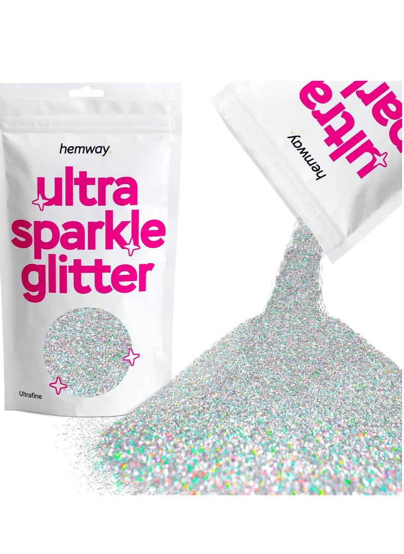 Glitter Silver Holographic Ultra Sparkle Sequins Nail Face Festival Christmas Halloween Makeup Ultrafine 100g / 3.5oz