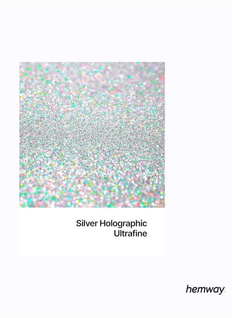 Glitter Silver Holographic Ultra Sparkle Sequins Nail Face Festival Christmas Halloween Makeup Ultrafine 100g / 3.5oz