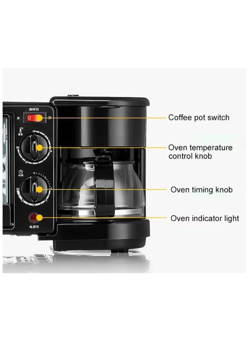 3-in-1 Multifunctional Breakfast Maker With Coffee Pot And Frying Pan & Oven