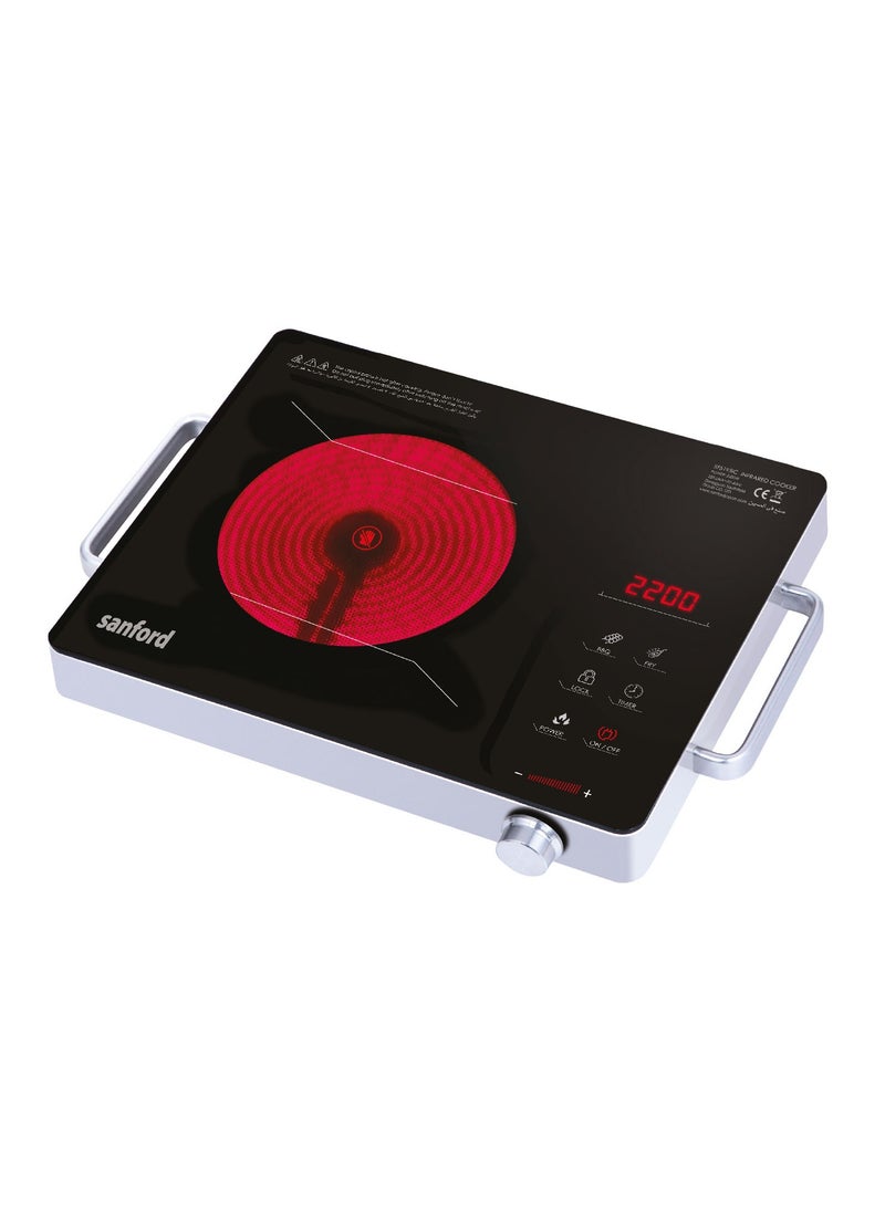 Sanford SF5195IC Infrared Cooker With BBQ Grill: Stainless Steel Body, High-Temperature Resistant Glass