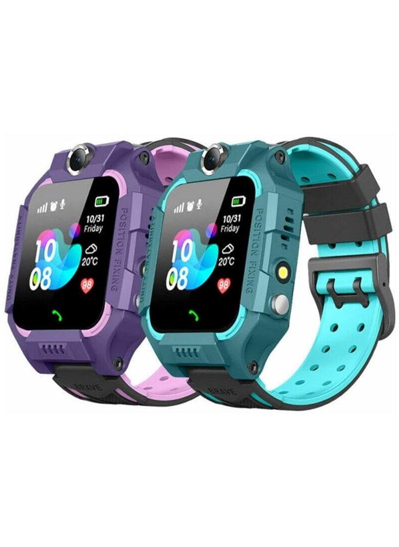 Buy 1 Get 1 Smart Watch official - Q12 Smart Watch Kid Smartwatches Baby Watch with 1.44 Inches Waterproof Voice Chat Finder and Anti Lost Monitor (PURPLE & GREEN)