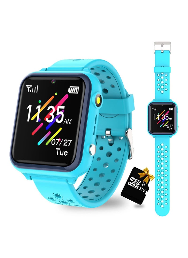 Kids Smart Watch 16 Game Smart Watch for kids Phone Fashion Smartwatches for Children 3-14 Great Gifts To Girls Boys Electronic Learning Toys (Blue)