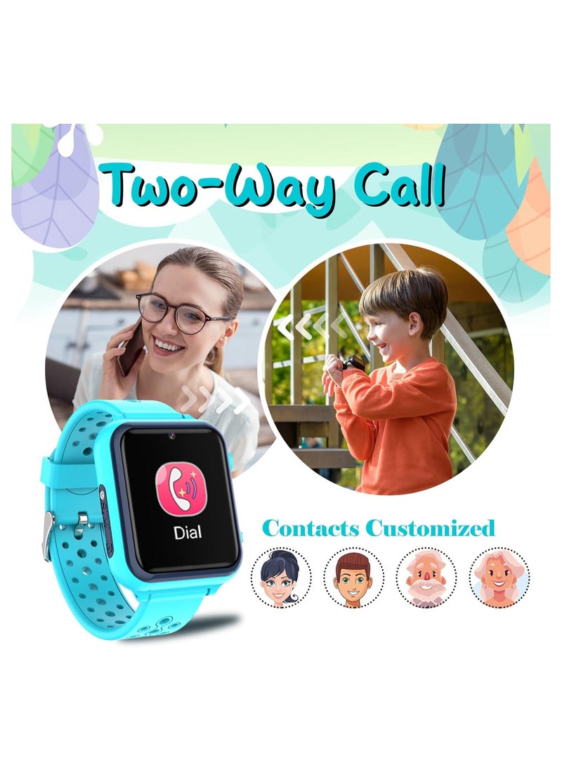 Kids Smart Watch 16 Game Smart Watch for kids Phone Fashion Smartwatches for Children 3-14 Great Gifts To Girls Boys Electronic Learning Toys (Blue)