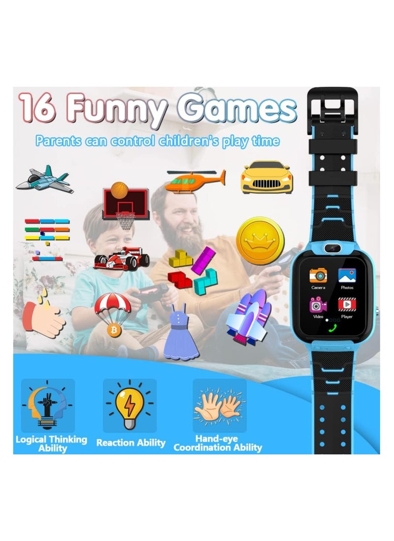 Kids Smart Watch for Boys Girls Age 3-12 Electronic Watches Toys with 16 Learning Game Camera Music Player Video Video Recording Alarm Clock Stopwatch HD Touchscreen 12/24 hr Children Birthday Gifts