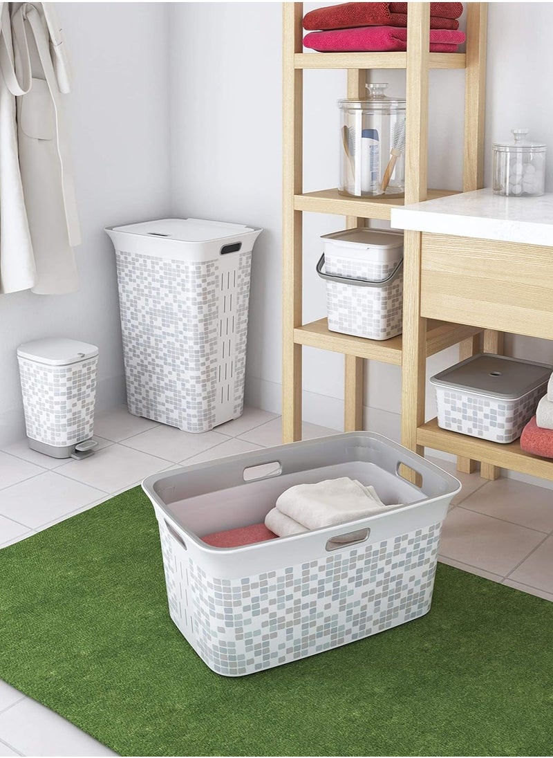 Kis Mosaic Chic Laundry Basket, 45L Durable & Stylish with Easy-Carry Handles