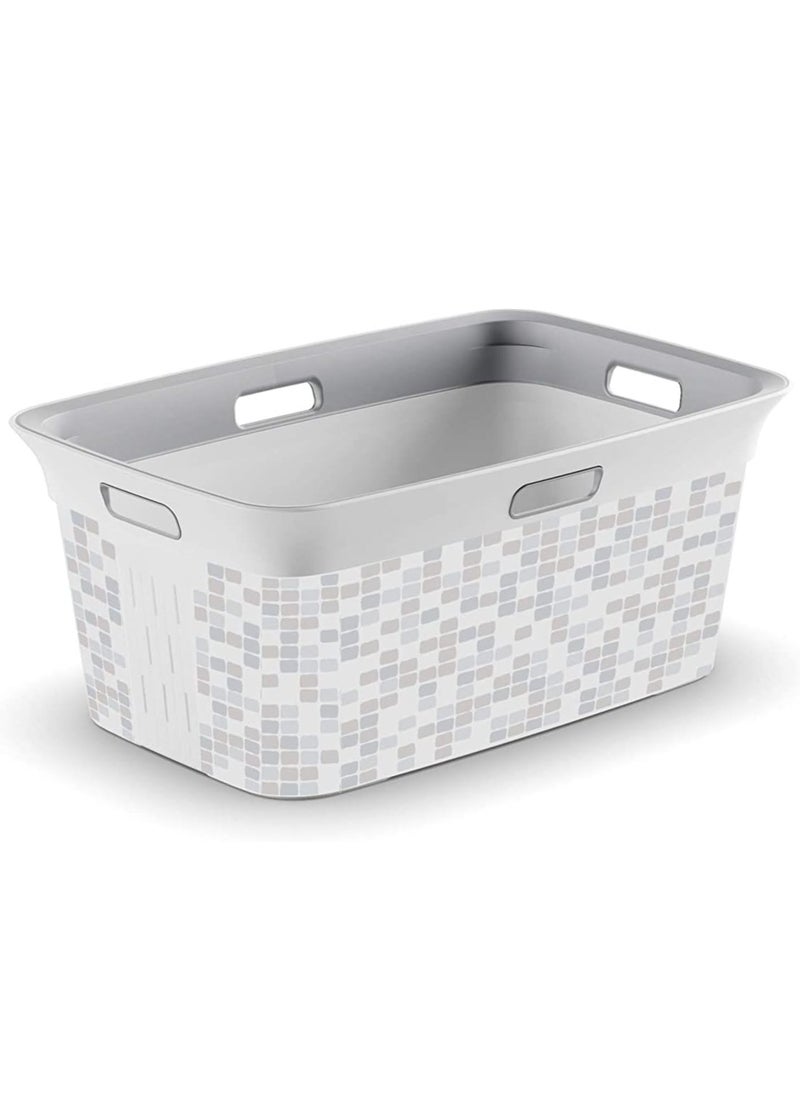 Kis Mosaic Chic Laundry Basket, 45L Durable & Stylish with Easy-Carry Handles