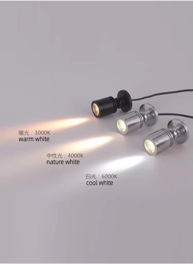 Silver Color LED Counter Spotlight 1W Small Size 4*3cm,AC85-265V,25°Beam Angle,100Lm,360°Adjustable Directional Desk Light,Jewelry Mini Wall Light For Showcase,Display,Cabinet,Cupboard,Studio,Stage,Corner,2Pack