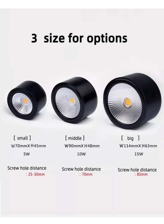 Mini LED Surface Mounted Spotlights,5W 3000K 4000K 6000K Ceiling COB Downlight,Spot Lamp Diameter 70 x 45mm,Aluminium Round Surfaced Lighting Fixtures For Hallway Corridor Gallery Kitchen Bathroom