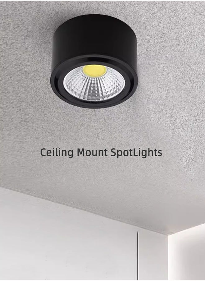 Small LED Surface Mounted Spotlights,5W 3000K 4000K 6000K Ceiling COB Downlight,Spot Lamp Diameter 70 x 45mm,Aluminium Round Surfaced Lighting Fixtures For Hallway Corridor Gallery Kitchen Bathroom