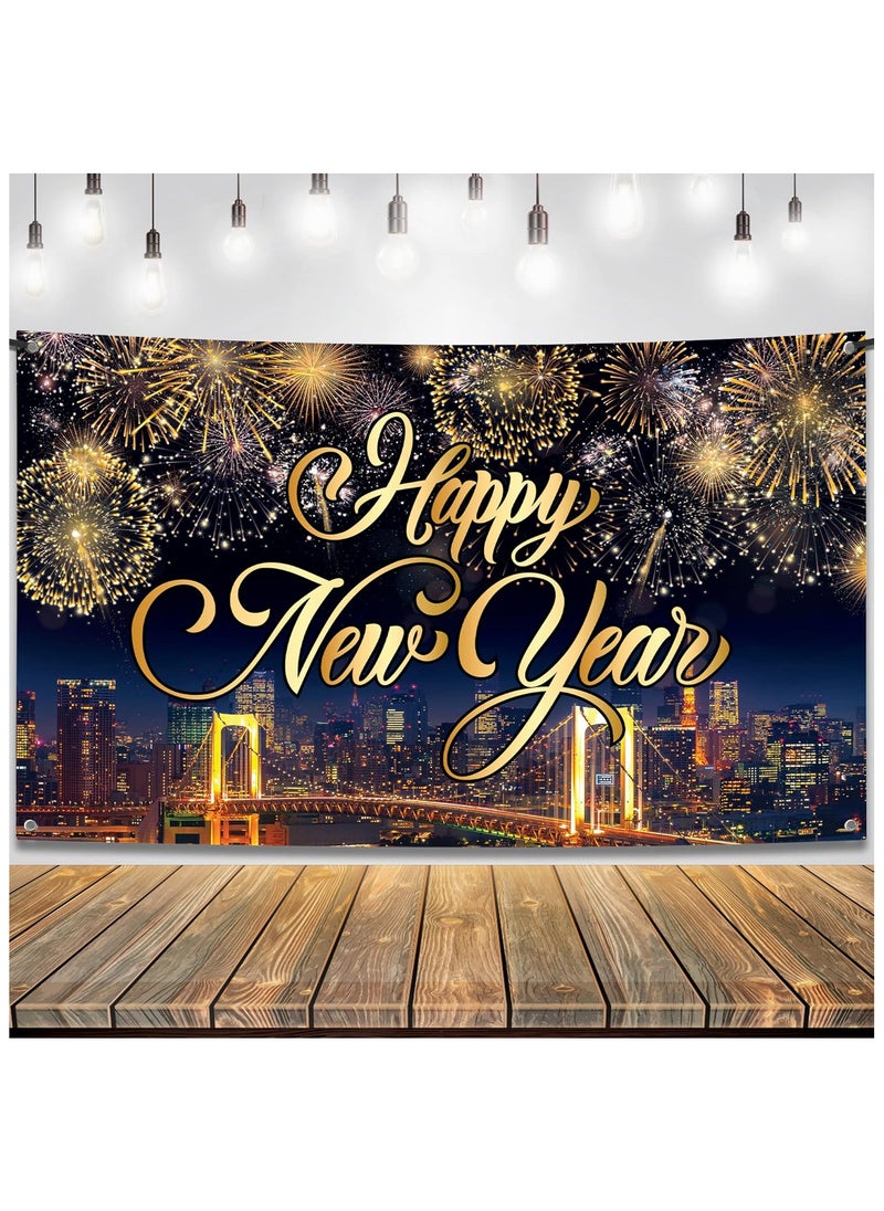 Happy New Year Banner - 72x44 Inch | Happy New Year Decorations 2025