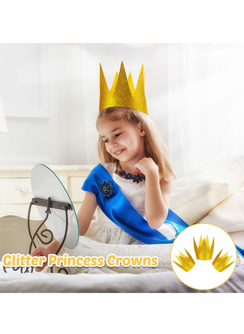 Gold Star Wand Glitter Crowns Party Sets Include 6 Gold Star Fairy Wand and 6 Pieces Princess Prince Party Crowns Hats Birthday Decorations  Party Role Play Dress-Up Photo Prop