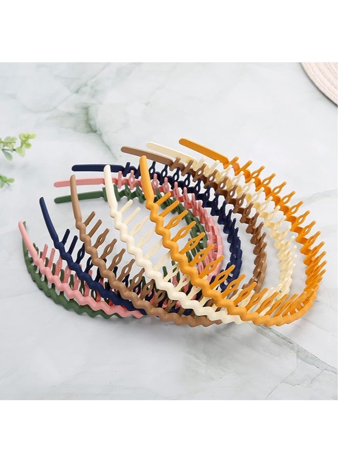 Plastic Hair Bands with Teeth, 10 Packs Thin Headbands for Women Girls Teens, Non Slip Hair Comb Head Bands Hair Accessories(Random Color)