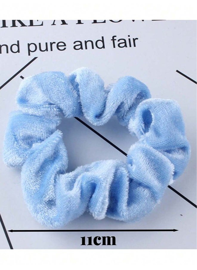 6 pcs Women Facial headband u0026 wrist towels,Blue Spa Headband u0026 Wristband Set for Washing Face Makeup,Silk Hair Scrunchies/Flower Hair Claw Clips