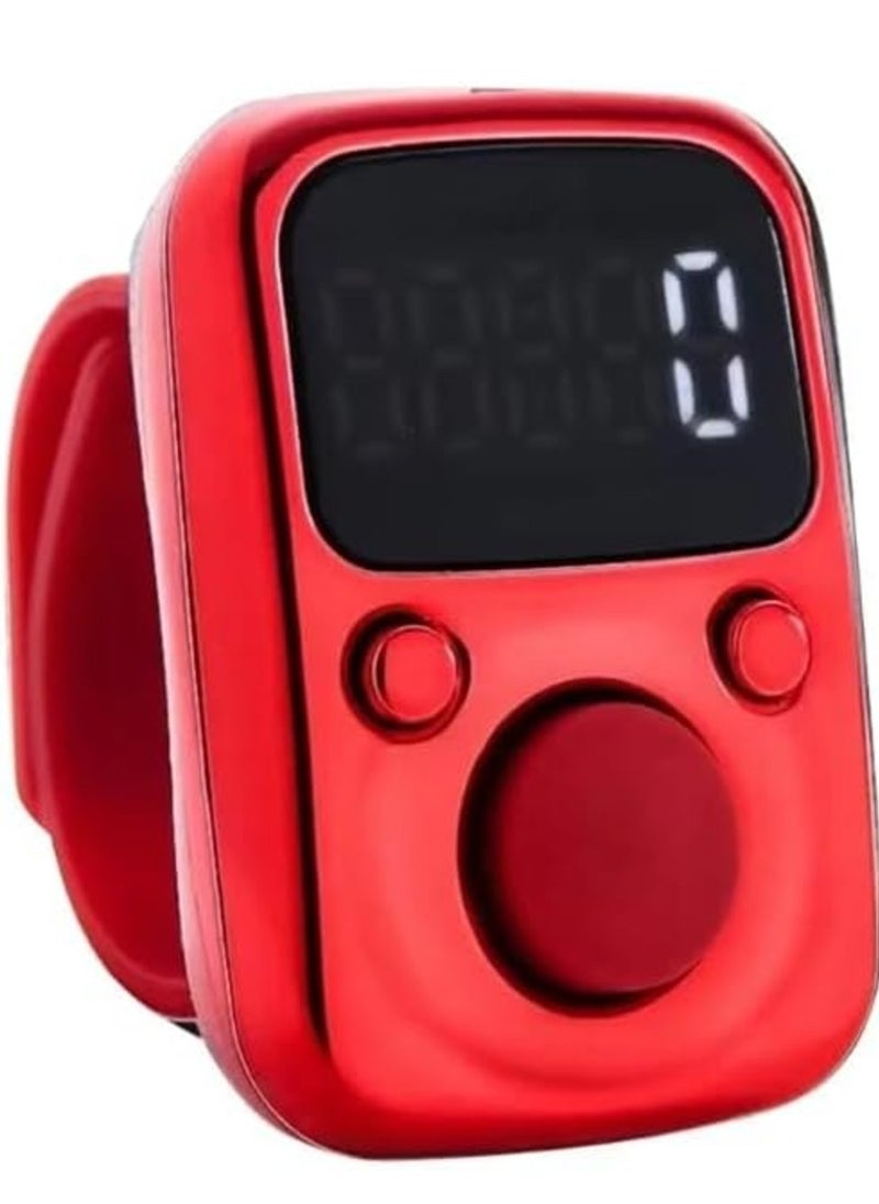 NEW Electric Finger Counter with LED Display – Digital Dhikr Tasbih Ring, Glow in the Dark, Accurate Counting Device with Replaceable Battery (Red)