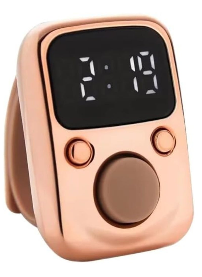 Electric Finger Counter with LED Display – Digital Dhikr Tasbih Ring, Glow in the Dark, Accurate Counting Device with Replaceable Battery (Rose Gold)