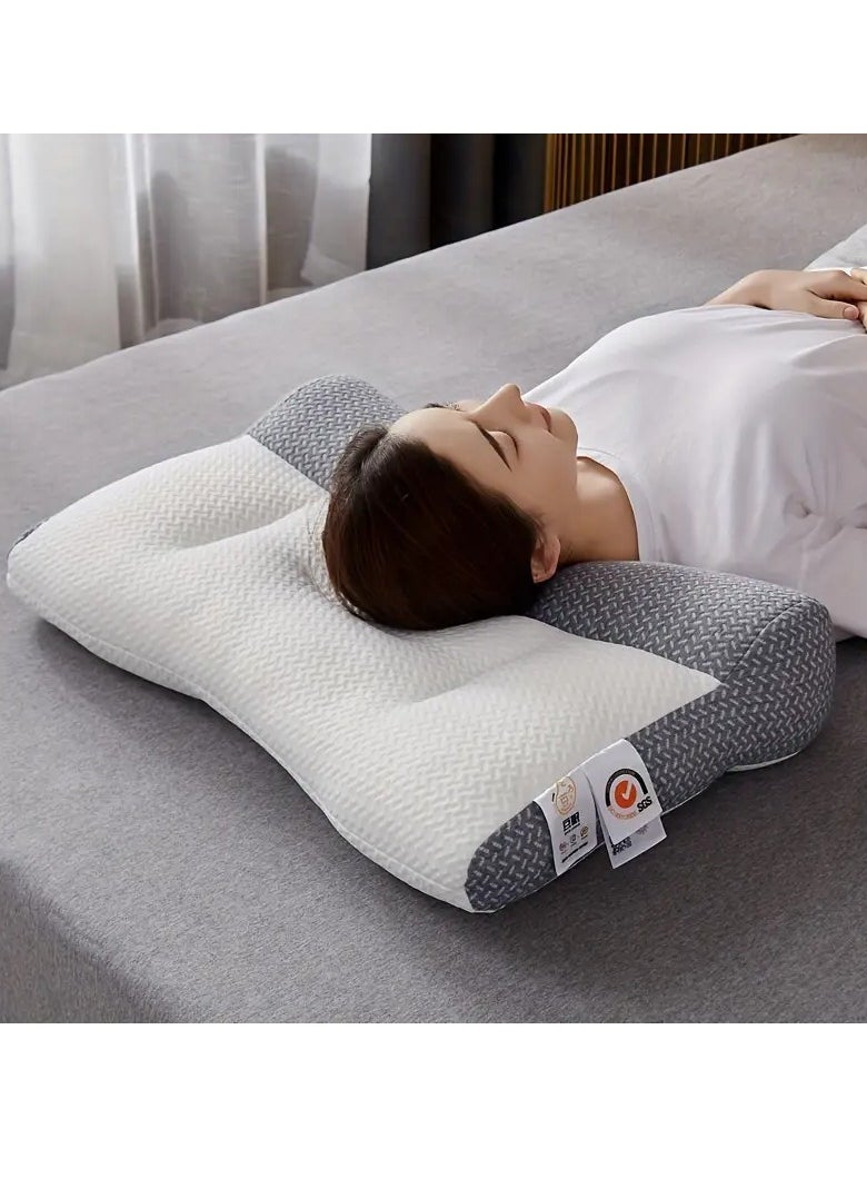 Japanese Cervical Support Pillow with Comfort Zones Latch White Gray