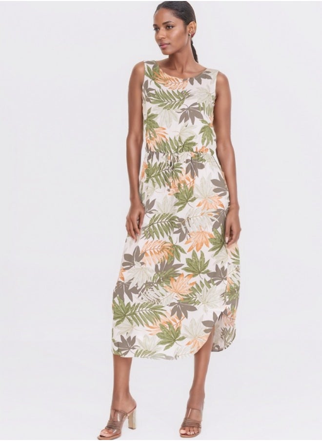 Leaf Print Midi Dress