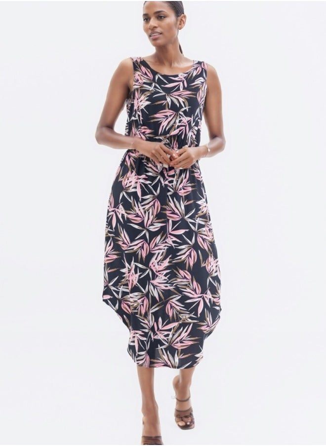 Tropical Print Sleeveless Dress