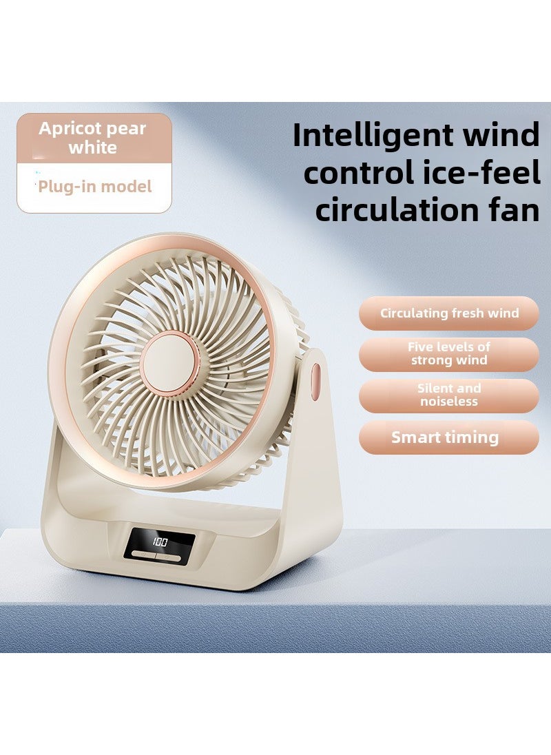 Smart Air Circulator Fan Turbo Convection Timer Desk Energy Saving Apricot Pear White-Plug-in Edition [Intelligent Timing of Air Circulation Fan]]