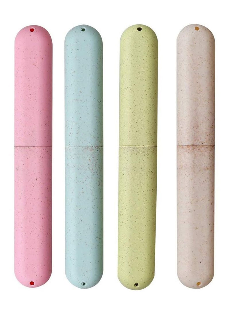 4 Pcs Travel Toothbrush Case Portable Toothbrush Storage Case Eco-Friendly Wheat Straw Toothbrushes Cover Case for Travel Camping School