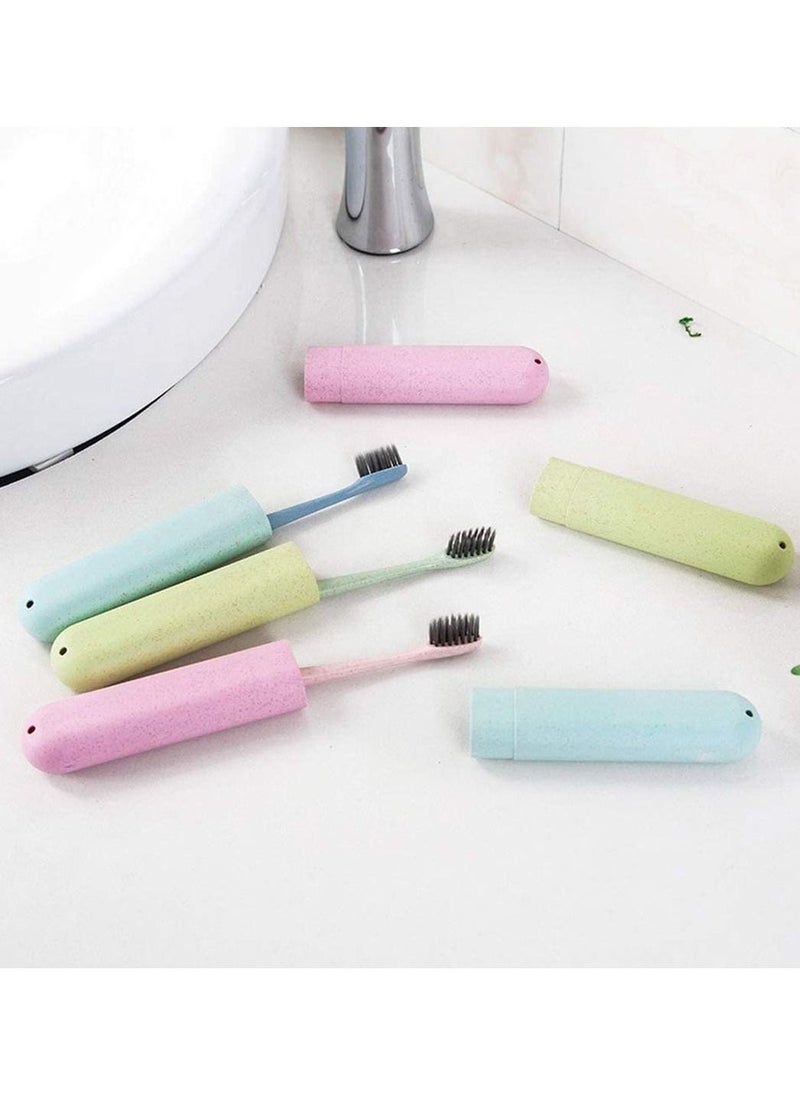 4 Pcs Travel Toothbrush Case Portable Toothbrush Storage Case Eco-Friendly Wheat Straw Toothbrushes Cover Case for Travel Camping School