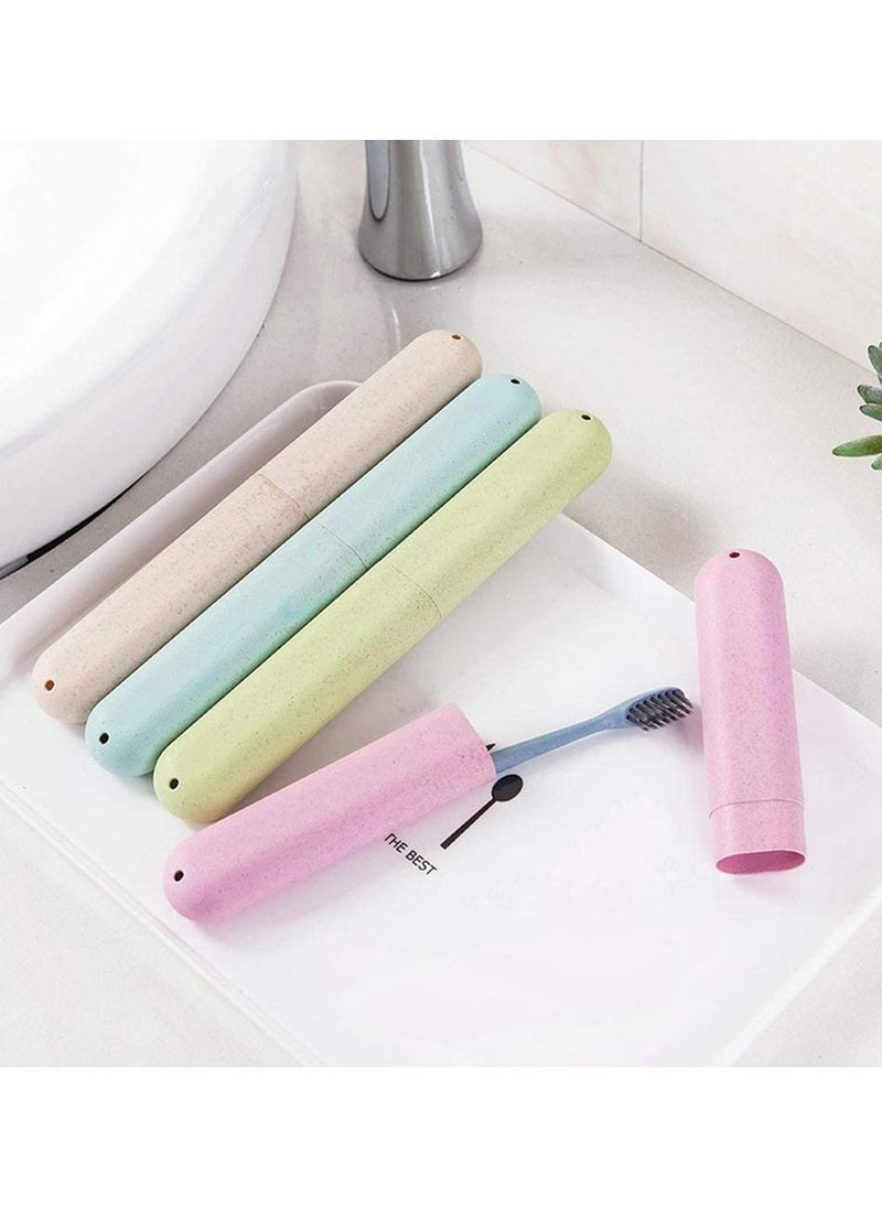 4 Pcs Travel Toothbrush Case Portable Toothbrush Storage Case Eco-Friendly Wheat Straw Toothbrushes Cover Case for Travel Camping School