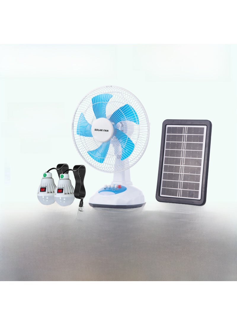 12-inch Solar AC/DC Fan Set with LED and Oscillation Fan set [solar panel with bulb]]