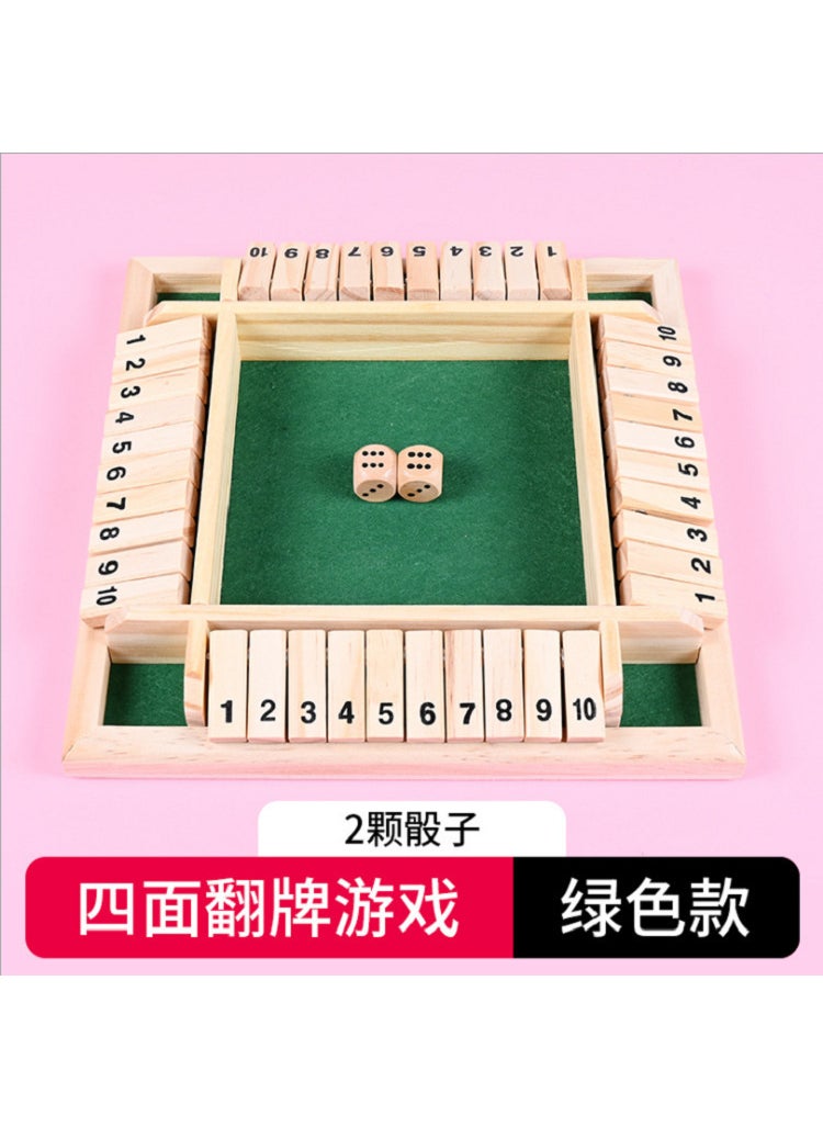 Cross-border wooden four-sided digital flip board game children's parent-child interactive party drink order leisure toy manufacturers