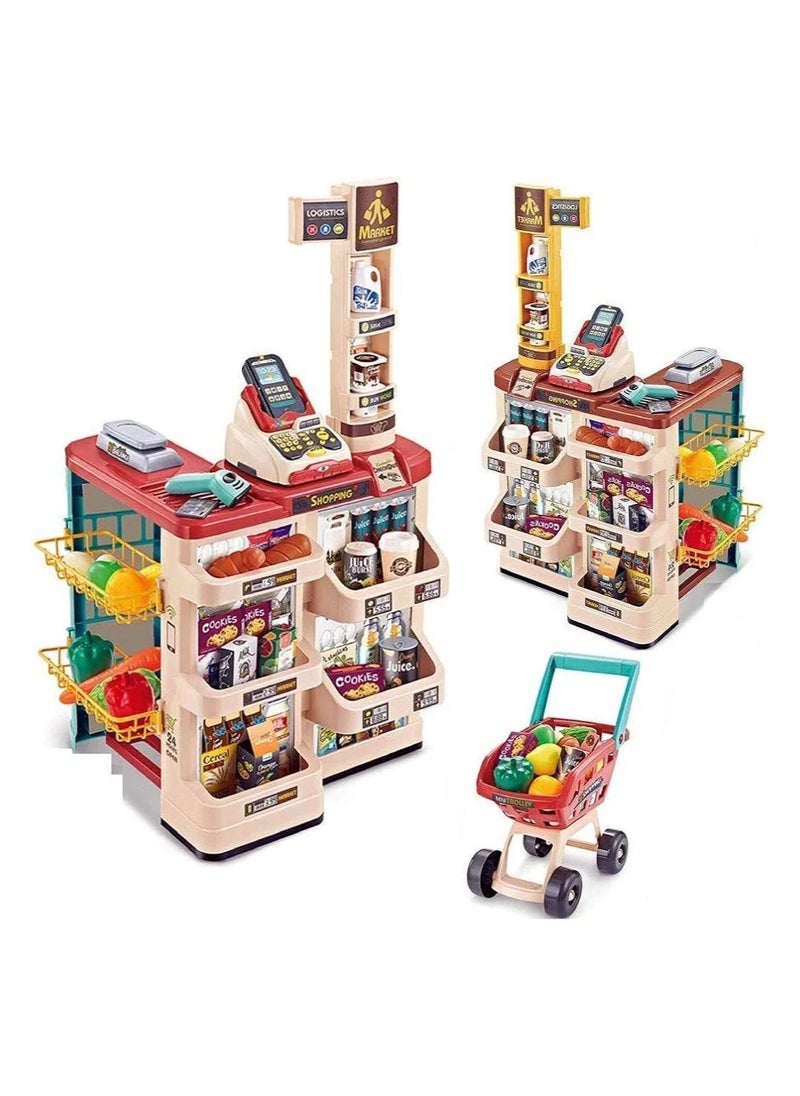 Play New Toy Big Size Supermarket kit for Kids Toys with Shopping Cart and Sound Effects Kitchen Set Kids Toys for Boys and Girls.