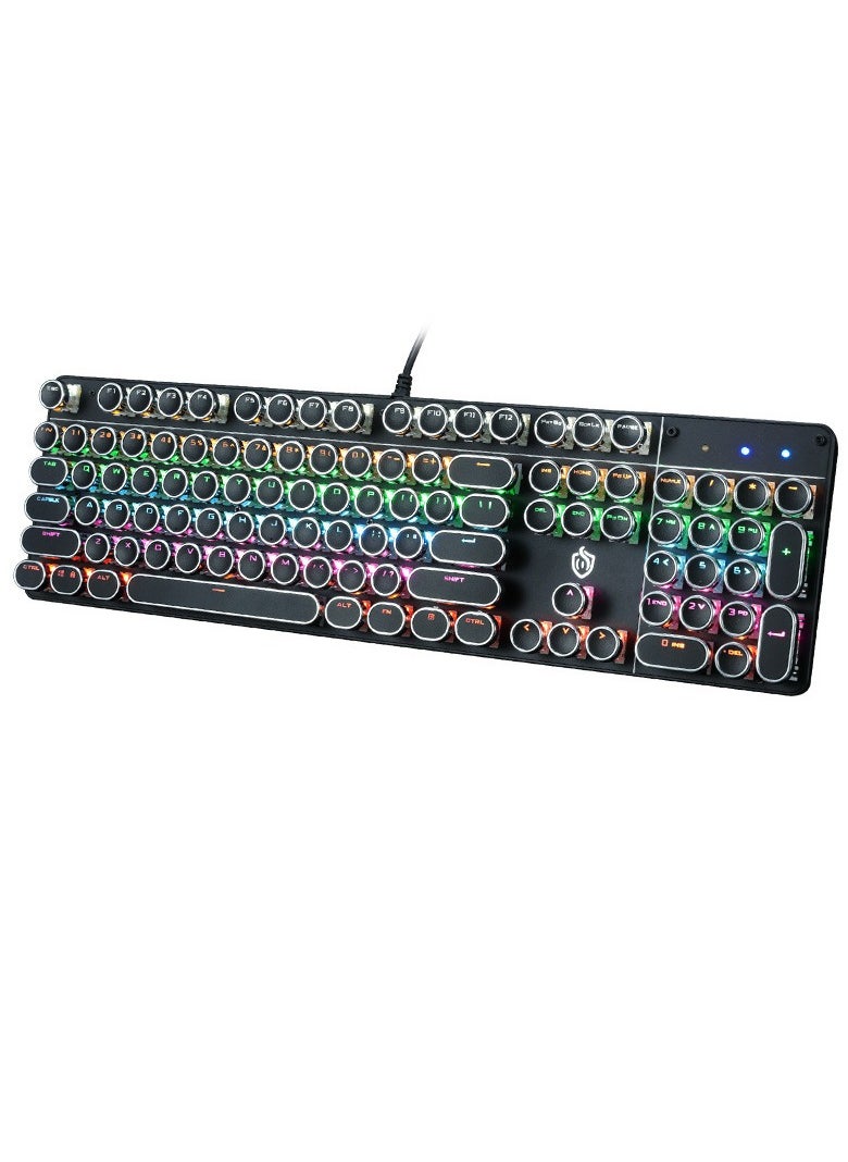 HJK900 Gaming Keyboard Punk Mechanical Keyboard 104 Key Metal Translucent Computer Wired Keyboard Best Gift For Pc Computer Gamer Black